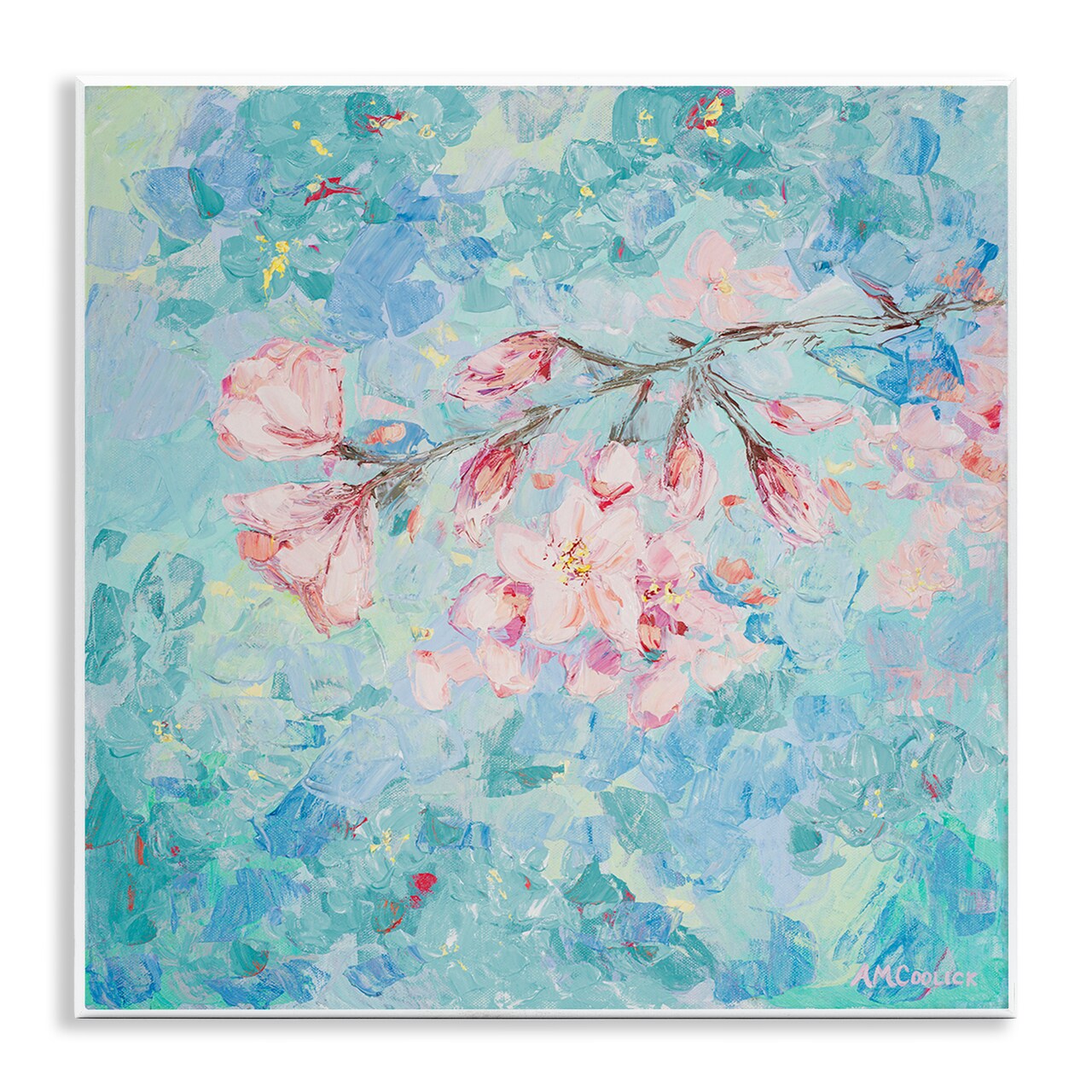 Stupell Industries Cherry Blossoms on Blue Wall Plaque Art Design by Ann Marie Coolick